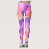 Artsy Trendy Chic Girly Doll Kleur Spletters Roze Leggings (Voorkant)