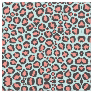Artsy Trendy Coral Mint Blauwgroen Leopard Animal  Stof
