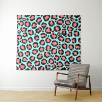 Artsy Trendy Coral Mint Blauwgroen Leopard Animal