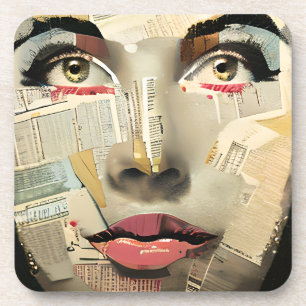 Artsy Unieke Digitale Kunst   Pretty Lady Abstract Bier Onderzetter