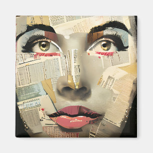 Artsy Unieke Digitale Kunst   Pretty Lady Abstract Magneet