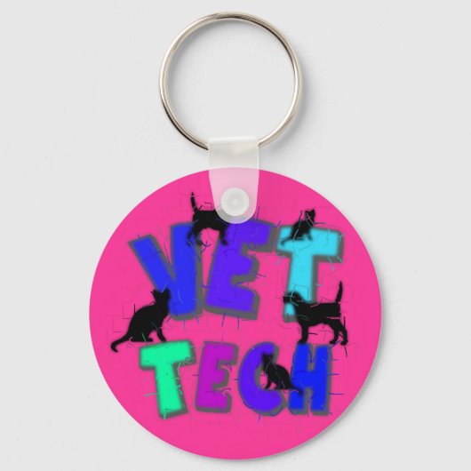 Artsy Vet Tech Gifts, Unieke artiest getekend desi Sleutelhanger (Voorkant)