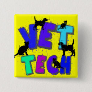Artsy Vet Tech Gifts, Unieke artiest getekend desi Vierkante Button 5,1 Cm