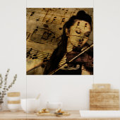 Artsy Violin Music Poster (Keuken)