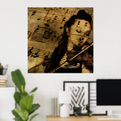 Artsy Violin Music Poster (Thuiskantoor)