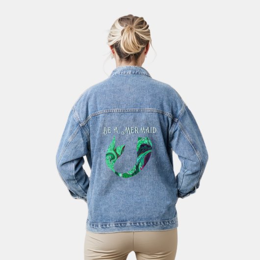 Artsy Wees een zeemeermin visstaart Denim Jacket (Model)