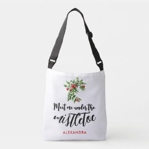 Artsy Whimsical Rode En Groene Misteletoe Waterver Crossbody Tas