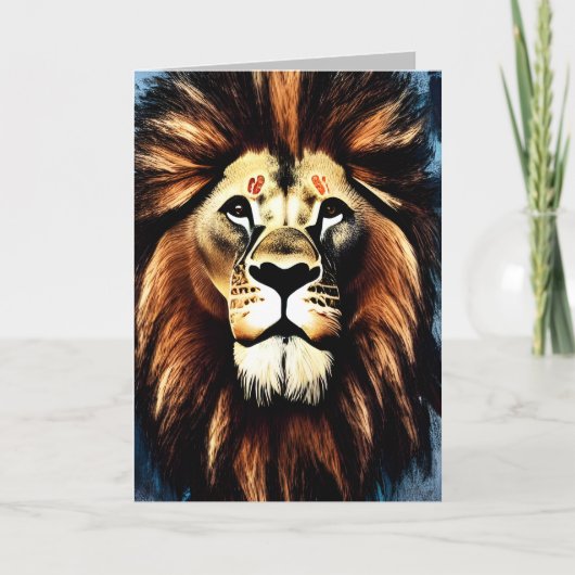Artsy Wild African Lion Bedankkaart (Voorkant)