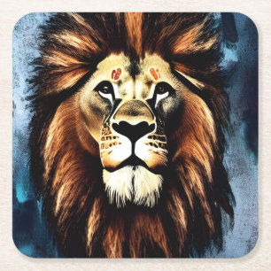 Artsy Wild African Lion Vierkante Kartonnen Onderzetter