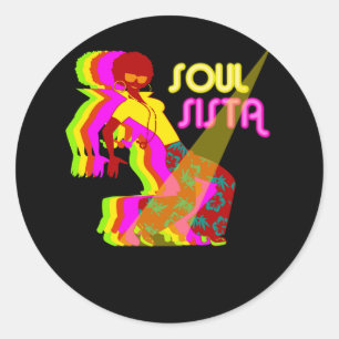 Artsy Womens Funk Sista  70s Costume Afro S Ronde Sticker