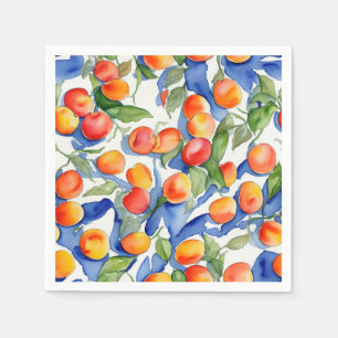 Artsy Zomer Abrikozen Fruiten Waterverf Patroon Servet