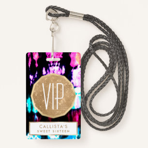 Artsy Zomer Blauwgroen Zwart Kleurrijke Tie Dye Pa Badge