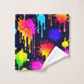 Artwork Abstrait de goutte de peinture au néon (Gant de toilette)
