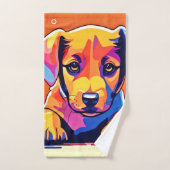 Artwork de Chiot Coloré (Serviette à main)