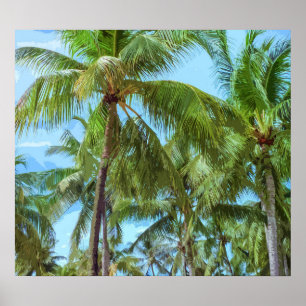 Artwork de palmiers tropicaux   Poster