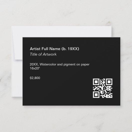 ArtWork Exhibition Label Sjabloon met QR-code (Voorkant)