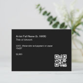 ArtWork Exhibition Label Sjabloon met QR-code (Staand voorkant)