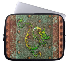 Arty 3D-look Aziatische draak op metalen laptophoe Laptop Sleeve
