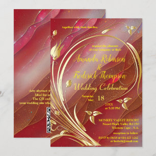 Arty abstract Gold flower Magenta 2023 kleur Kaart