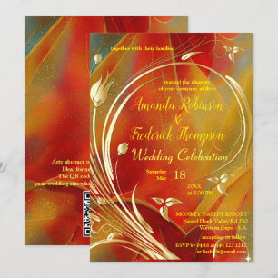 Arty abstract Gold flower Magenta 2023 kleur Uitvo Kaart