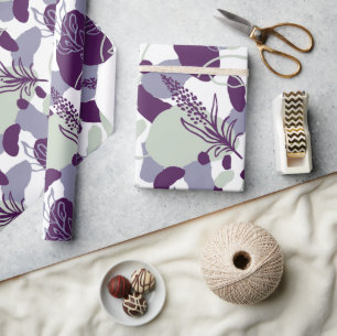 Arty Bloem Abstract Marineblauw en Blush Roze Cadeaupapier
