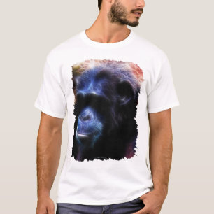 Arty Blue Chimpansee Portret T-shirt