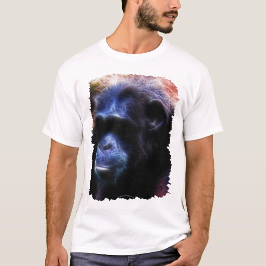 Arty Blue Chimpansee Portret T-shirt (Voorkant)