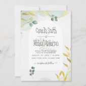 Arty Botanical Greenery Gold Faire-part de mariage (Devant)