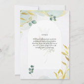 Arty Botanical Greenery Gold Wedding Invitation (Achterkant)