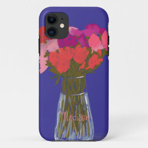 Arty Gelukkige Kleurrijke Bloemen in Vaas +Custom iPhone 11 Hoesje