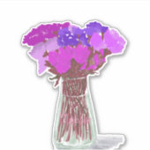 Arty Gelukkige Kleurrijke Bloemen in Vaas +Custom Sticker (Voorkant)