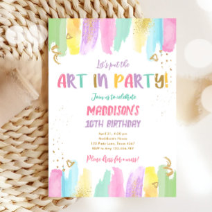 Arty in Party Brushes Craft Painting Girl Birthday Kaart