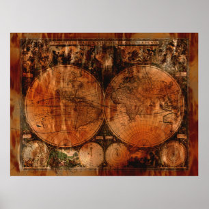 Arty Old Wereldkaart Poster