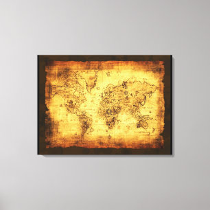 Arty Oude Wereldkaart Canvas Print