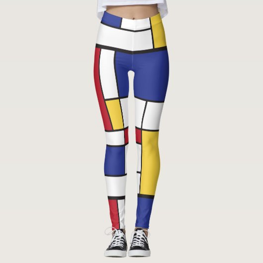 Arty Piet Mondrian Colorful Leggings (Voorkant)
