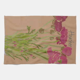 Arty Ranunculus Kleurrijke Bloem +Custom Naam Theedoek