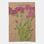 Arty Ranunculus Kleurrijke Bloem +Custom Naam Theedoek (Verticaal)
