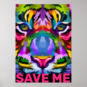 Arty Tiger red me Poster
