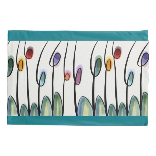 Arty tulip border kussensloop (Achterkant)