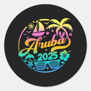 Aruba 2025 Familie Vakantie Strand Matching Groep Ronde Sticker
