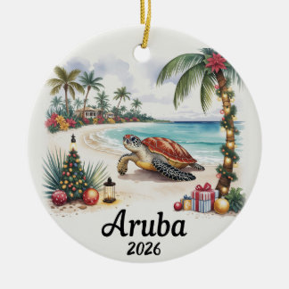 Aruba 2026 Kerst Ornament Caribisch Strand Cadeau