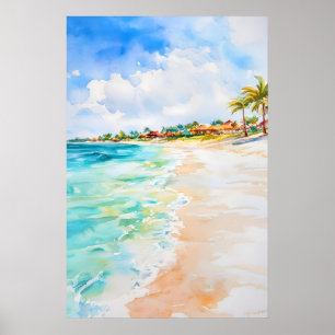 Aruba Aquarel Aquarel Vintage Reisposter Poster