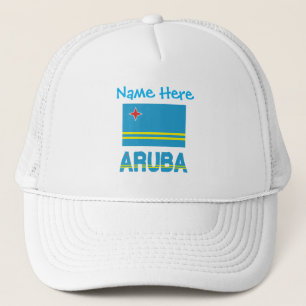 Aruba Arubaanse Vlag Blauw Personalisatie Trucker Pet