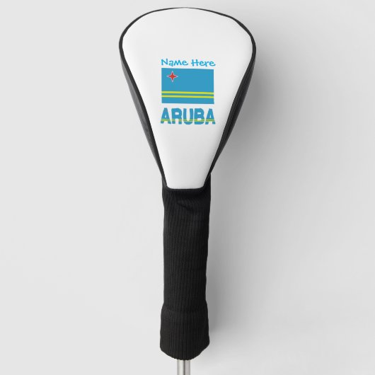 Aruba Arubaanse vlag Blauwe Personalisatie Golfheadcover (Voorkant)