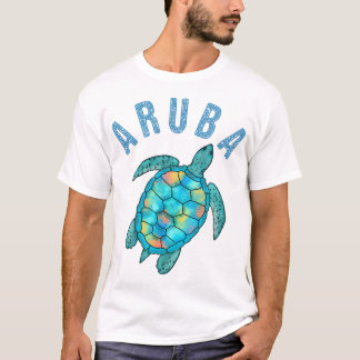 Aruba Beach Sea Turtle Illustration T-shirt