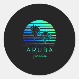 Aruba Beach Vibes Vakantie Souvenir Ronde Sticker