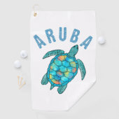Aruba Beach Zee schildpad illustratie Golfhanddoek (Insitu)