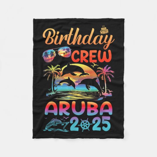 Aruba Birthday Trip Vacation 2025 Matching Group Fleece Deken (Voorkant)