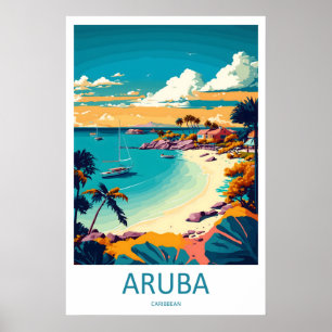 Aruba Caraïbisch Usa Reisposter Vintage Skiën Poster