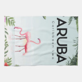 Aruba Caribbean Zee Flamingo | Funny Flamingo Theedoek (Horizontaal)